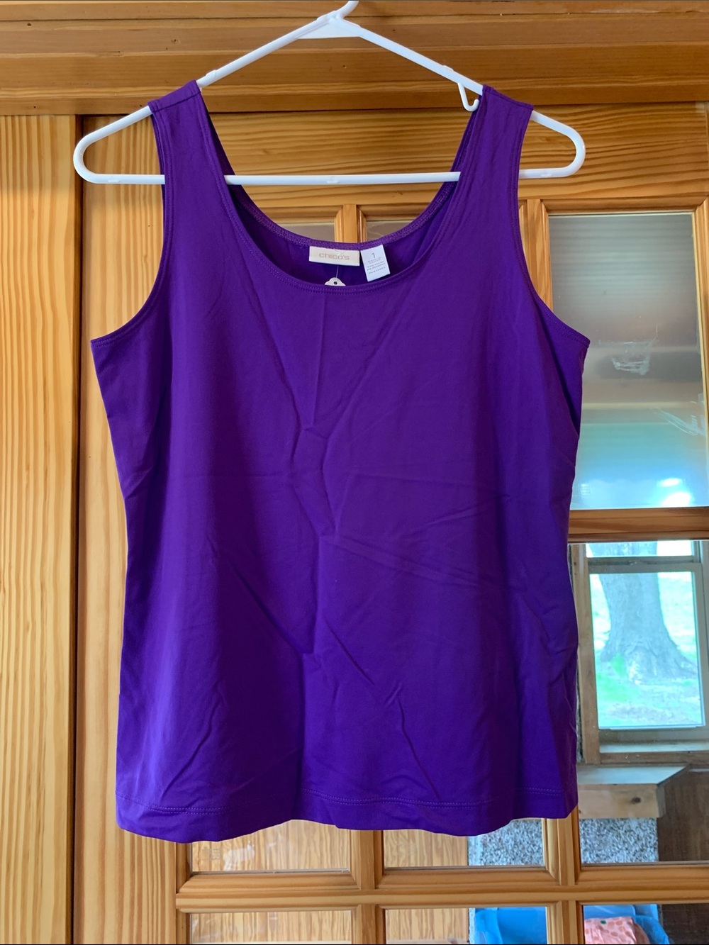 Women's Chico's Bold Purple Regular Fit Basic Sleeveless Tank Top Shirt Size 1 M